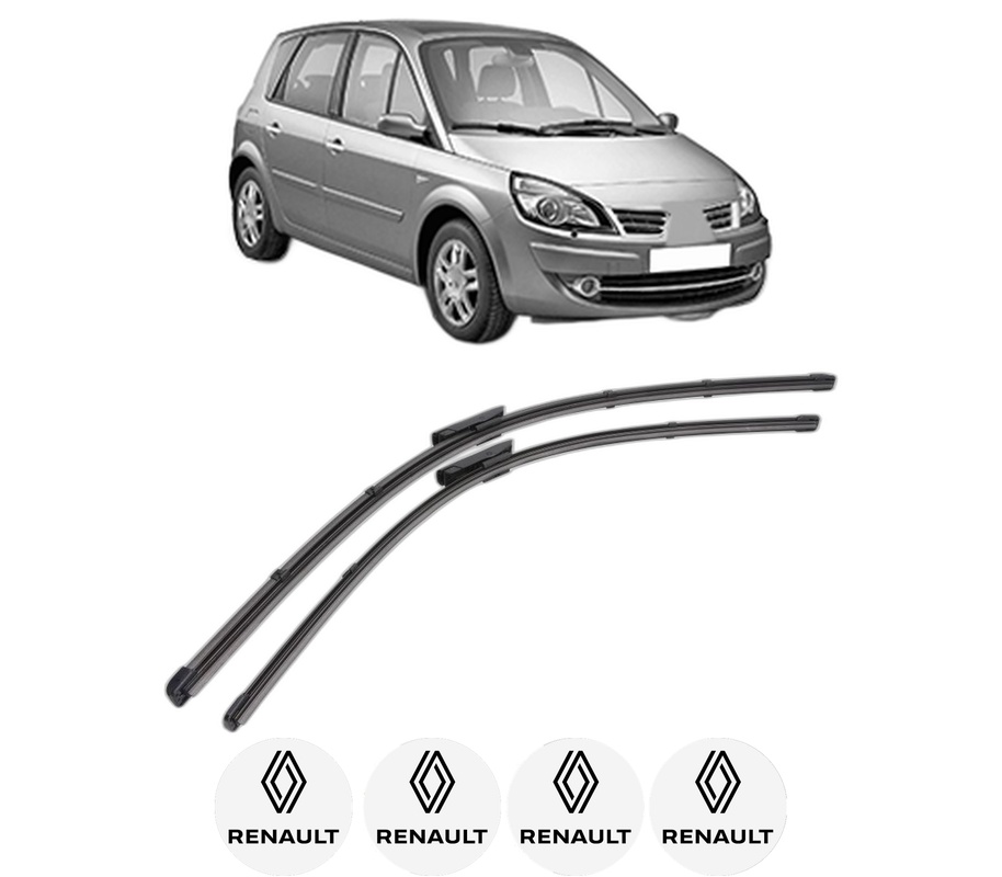 Set stergatoare auto RENAULT SCENIC III (JZ0/1_) din 2008-2016, pentru parbriz auto, 2 bucati, Valeo Silencio Xtrm, din cauciuc siliconat rezistent, 4 Stickere Auto RENAULT
