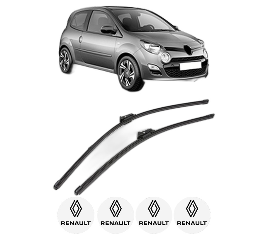 Set stergatoare auto RENAULT TWINGO II (CN0_) din 2007-2014, pentru parbriz auto, 2 bucati, Valeo Silencio Xtrm, din cauciuc siliconat rezistent, 4 Stickere Auto RENAULT