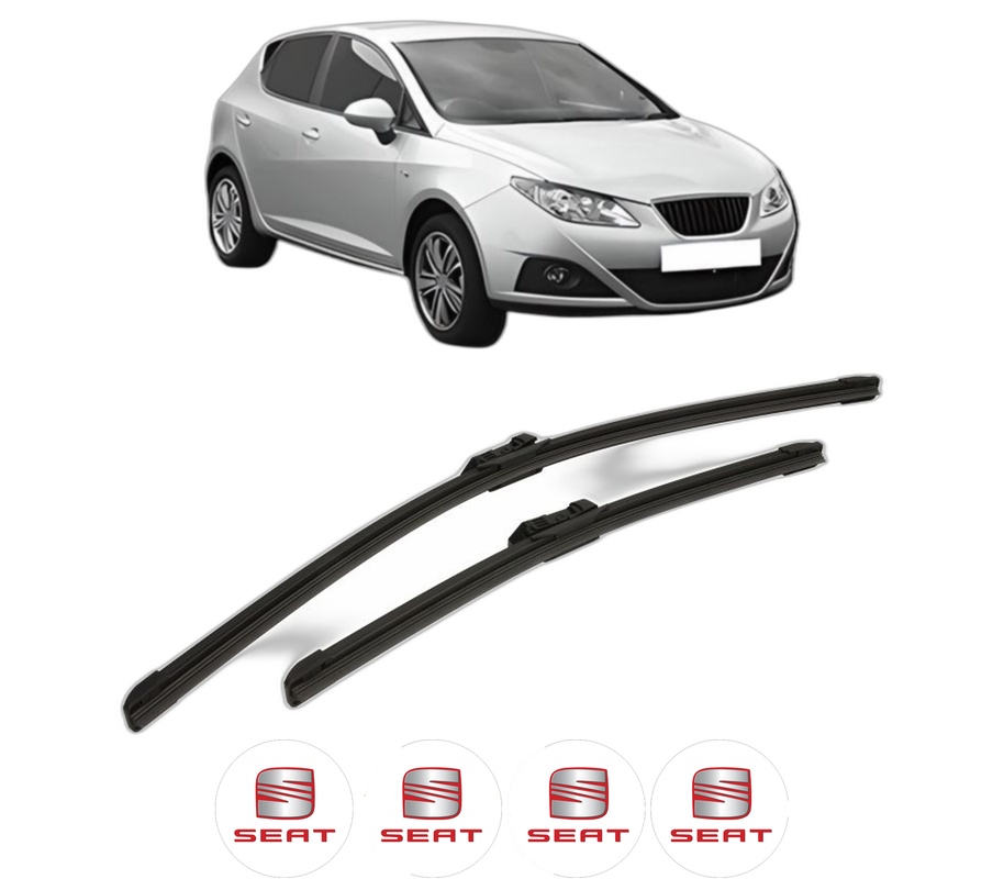 Set stergatoare auto SEAT IBIZA IV (6J5, 6P1) din 2008-2017, pentru parbriz auto, 2 bucati, Bosch Aerotwin, din cauciuc siliconat rezistent, 4 Stickere Auto SEAT