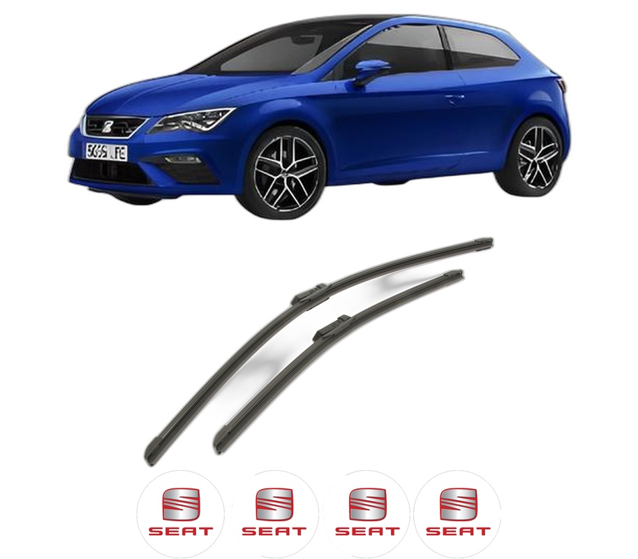 Set stergatoare auto SEAT LEON (KL1, KLG) din 2019-2024, pentru parbriz auto, 2 bucati, Bosch Aerotwin, din cauciuc siliconat rezistent, 4 Stickere Auto SEAT