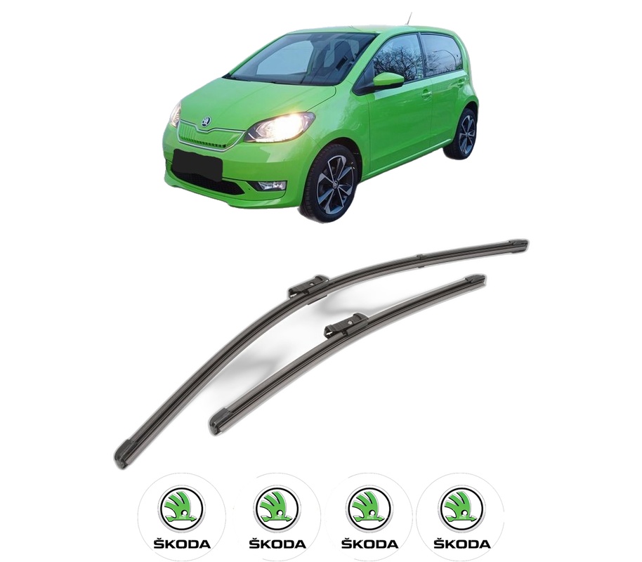 Set stergatoare auto SKODA E-CITIGO (NE1) din 2019-2021, pentru parbriz auto, 2 bucati, Valeo Silencio Xtrm, din cauciuc siliconat rezistent, 4 Stickere Auto SKODA