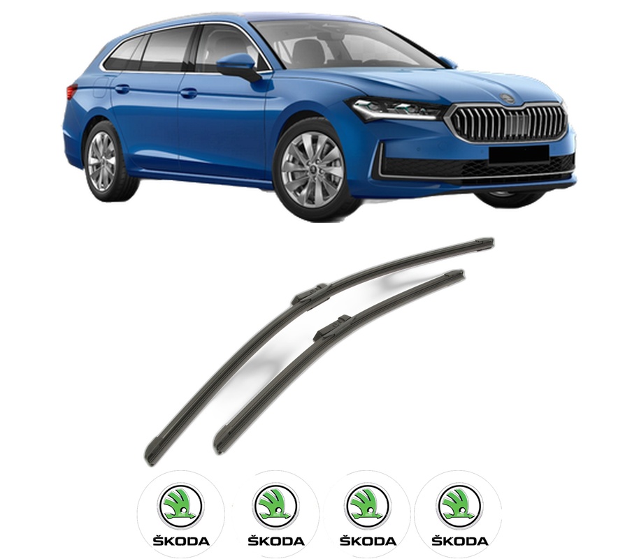 Set stergatoare auto SKODA SUPERB IV (NZ3) din 2023-2025, pentru parbriz auto, 2 bucati, Bosch Aerotwin, din cauciuc siliconat rezistent, 4 Stickere Auto SKODA