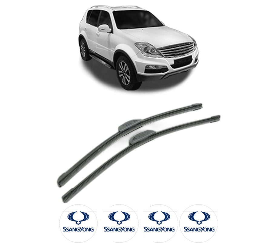 Set stergatoare auto SSANGYONG REXTON W / REXTON VAN din 2015, pentru parbriz auto, 2 bucati, Bosch Aerotwin Retrofit, din cauciuc siliconat rezistent, 4 Stickere Auto SSANGYONG