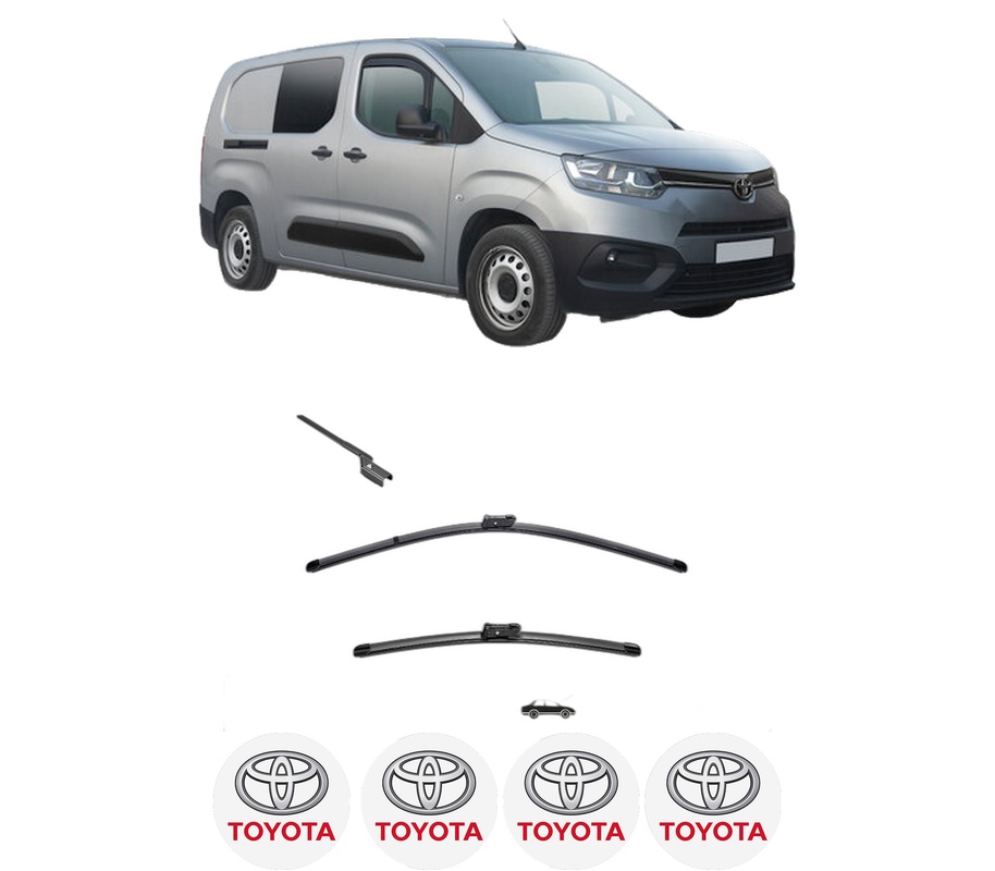 Set stergatoare auto TOYOTA PROACE CITY VERSO MPV (BKY_) din 2019-2024, pentru parbriz auto, 2 bucati, Valeo Silencio, din cauciuc siliconat rezistent, 4 Stickere Auto TOYOTA
