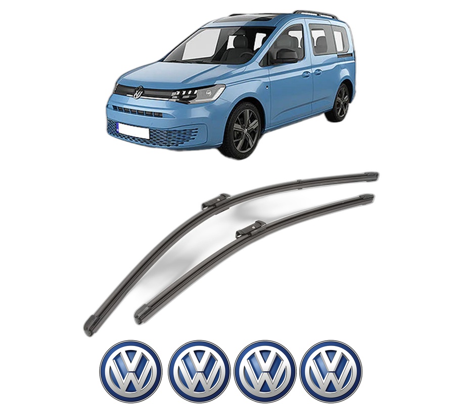 Set stergatoare auto Volkswagen CADDY IV Box Body/MPV (SAA, SAH) din 2015-2020, pentru parbriz auto, 2 bucati, Valeo Silencio Xtrm, din cauciuc siliconat rezistent, 4 Stickere Auto Volkswagen
