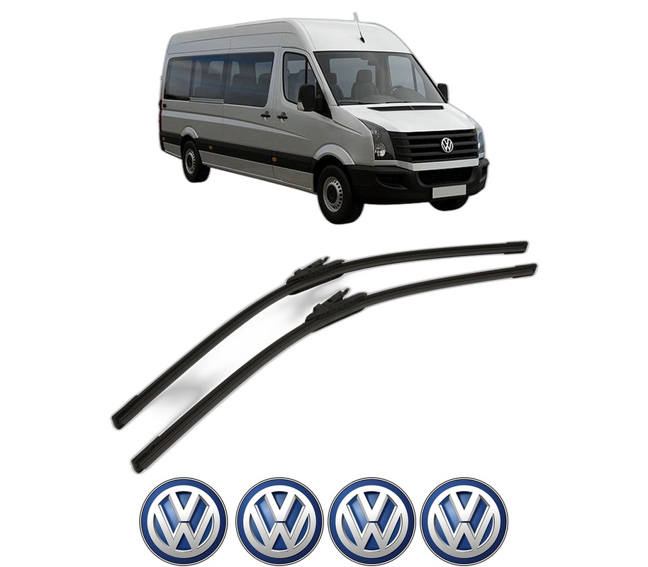 Set stergatoare auto Volkswagen CRAFTER 30-35 Bus (2E_) din 2006-2016, pentru parbriz auto, 2 bucati, Bosch Aerotwin, din cauciuc siliconat rezistent, 4 Stickere Auto Volkswagen