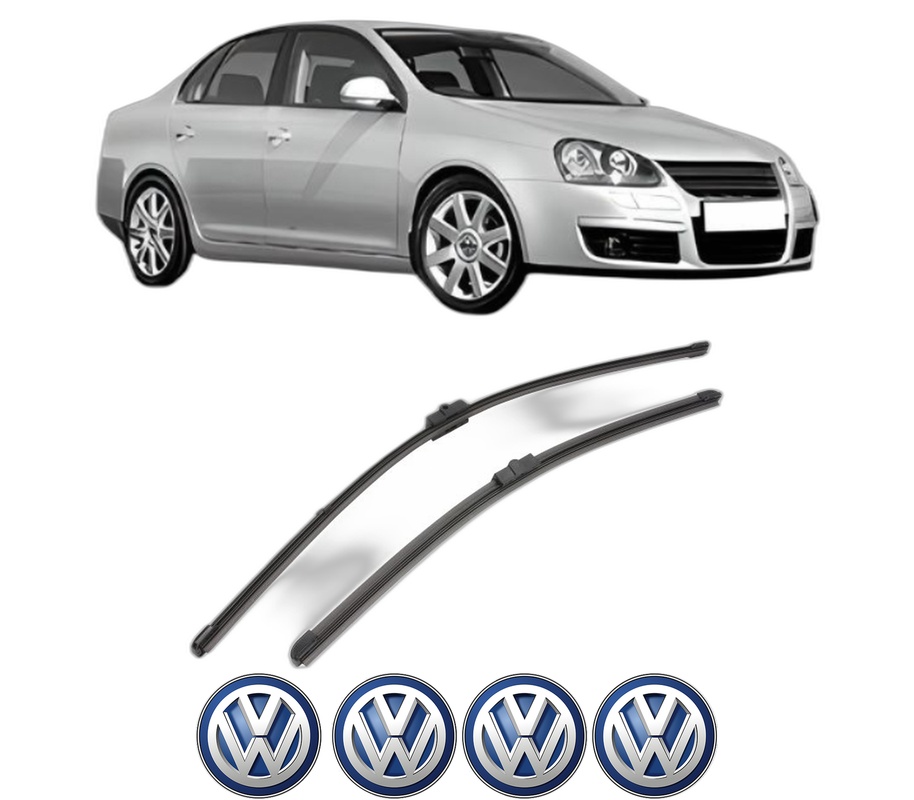 Set stergatoare auto Volkswagen JETTA III (1K2) din 2004-2010, pentru parbriz auto, 2 bucati, Valeo Silencio Xtrm, din cauciuc siliconat rezistent, 4 Stickere Auto Volkswagen