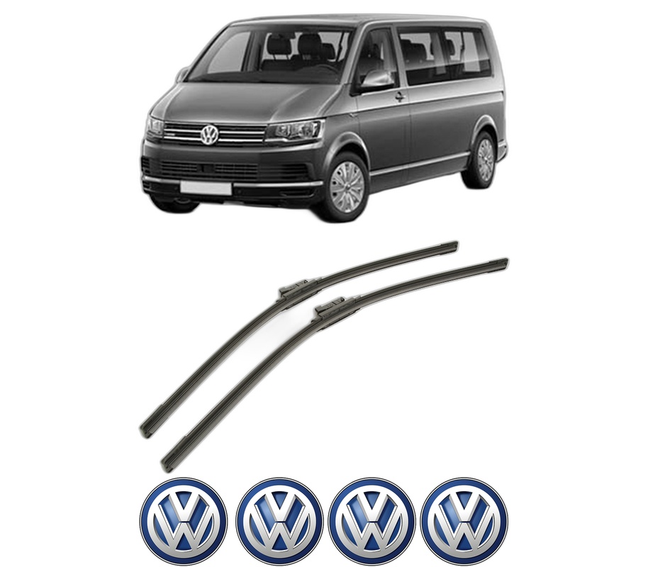 Set stergatoare auto Volkswagen MULTIVAN T6 (SGF, SGM, SGN, SHM, SHN) din 2015-2024, pentru parbriz auto, 2 bucati, Bosch Aerotwin, din cauciuc siliconat rezistent, 4 Stickere Auto Volkswagen