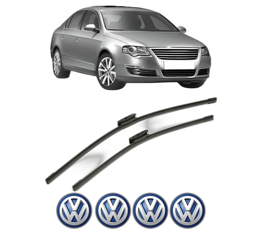 Set stergatoare auto Volkswagen PASSAT B6 (3C2) din 2005-2010, pentru parbriz auto, 2 bucati, Bosch Aerotwin Multi, din cauciuc siliconat rezistent, 4 Stickere Auto Volkswagen
