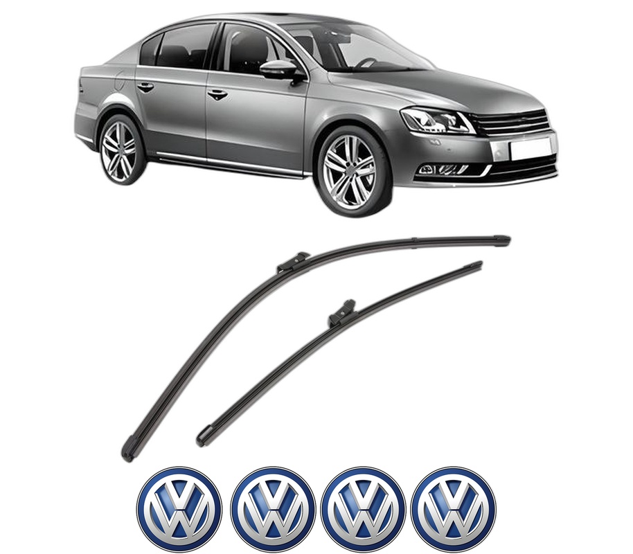 Set stergatoare auto Volkswagen PASSAT B7 (362) din 2010-2014, pentru parbriz auto, 2 bucati, Valeo Silencio Xtrm, din cauciuc siliconat rezistent, 4 Stickere Auto Volkswagen