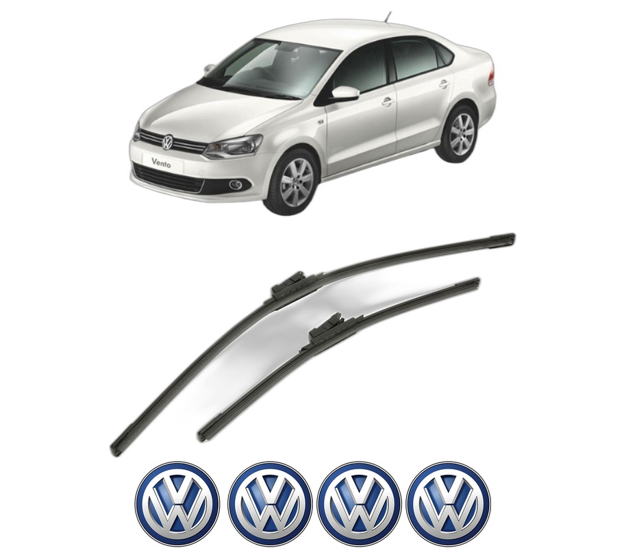 Set stergatoare auto Volkswagen POLO V Saloon (602, 604, 612, 614) din 2010-2022, pentru parbriz auto, 2 bucati, Bosch Aerotwin, din cauciuc siliconat rezistent, 4 Stickere Auto Volkswagen