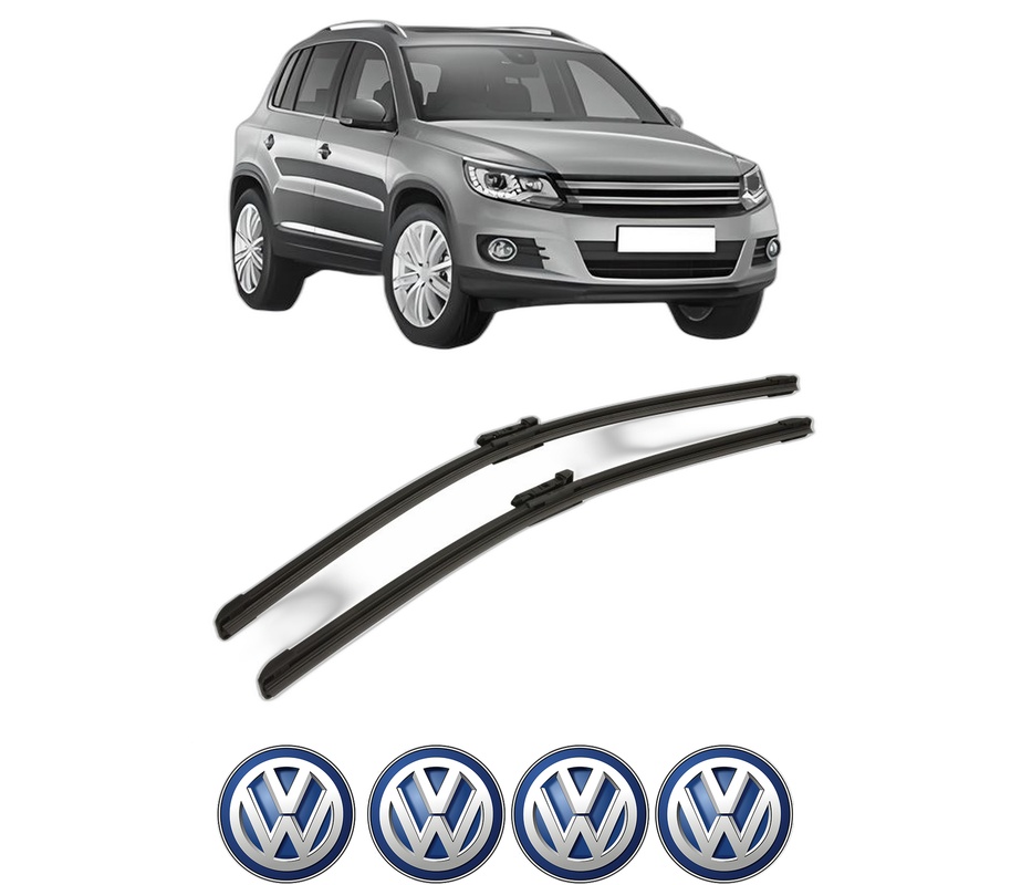 Set stergatoare auto Volkswagen TIGUAN (5N_) din 2007-2018, pentru parbriz auto, 2 bucati, Bosch Aerotwin, din cauciuc siliconat rezistent, 4 Stickere Auto Volkswagen