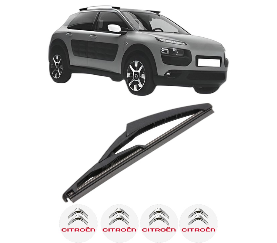Stergator lamela spate CITROEN C4 CACTUS din 2014 - 2018, pentru luneta auto, Valeo Silencio, din cauciuc siliconat rezistent, 4 Stickere Auto CITROEN