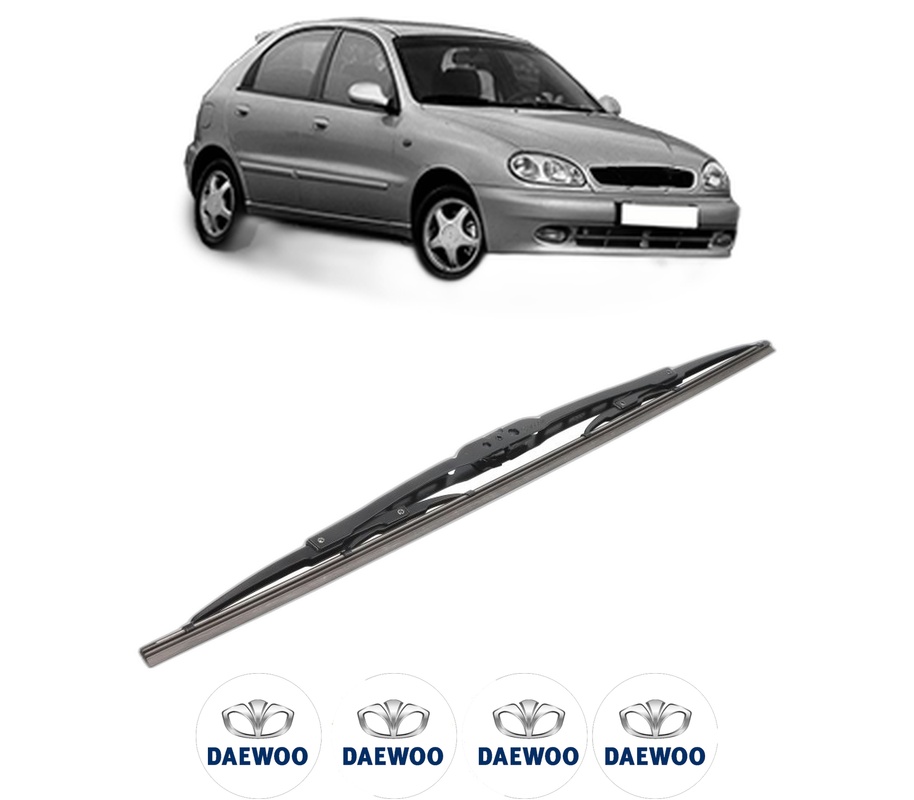 Stergator lamela spate DAEWOO LANOS (KLAT) din 1997, pentru luneta auto, Bosch Twin, din cauciuc siliconat rezistent, 4 Stickere Auto DAEWOO