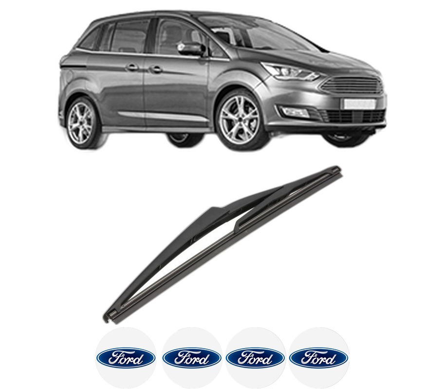 Stergator lamela spate FORD C-MAX II Van din 2010 - 2019, pentru luneta auto, Valeo Silencio, din cauciuc siliconat rezistent, 4 Stickere Auto FORD