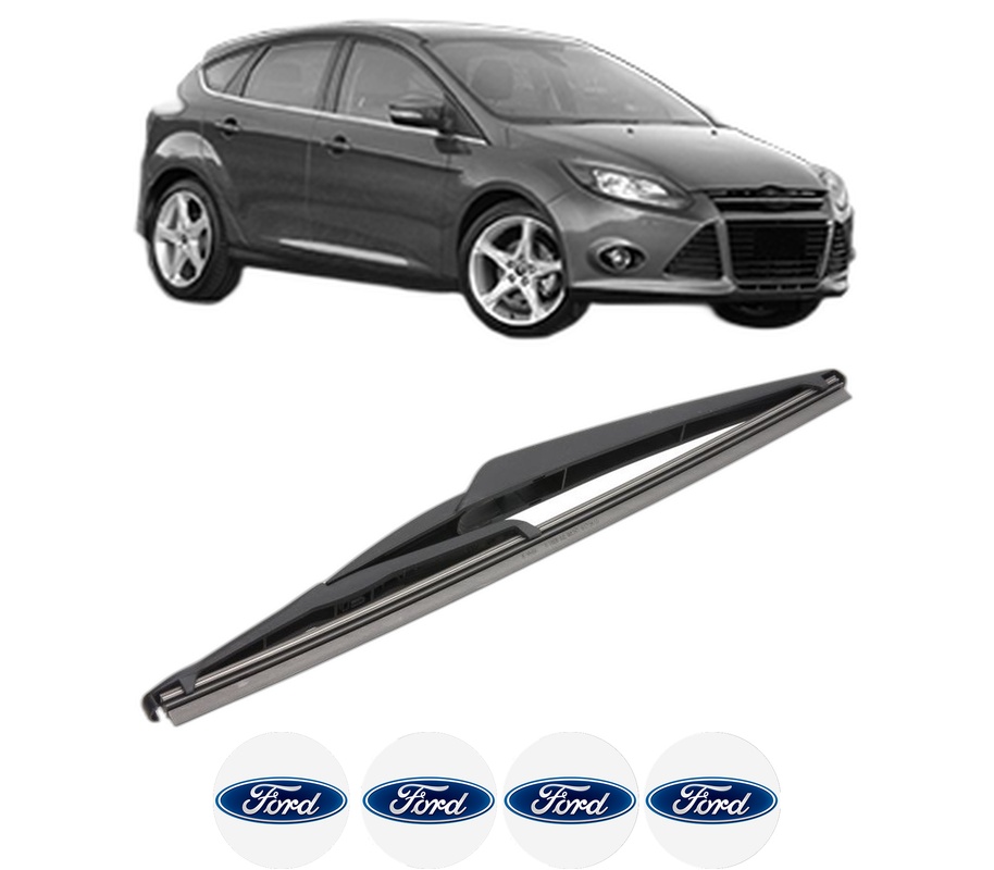 Stergator lamela spate FORD FOCUS III din 2010 - 2020, pentru luneta auto, Valeo Silencio, din cauciuc siliconat rezistent, 4 Stickere Auto FORD