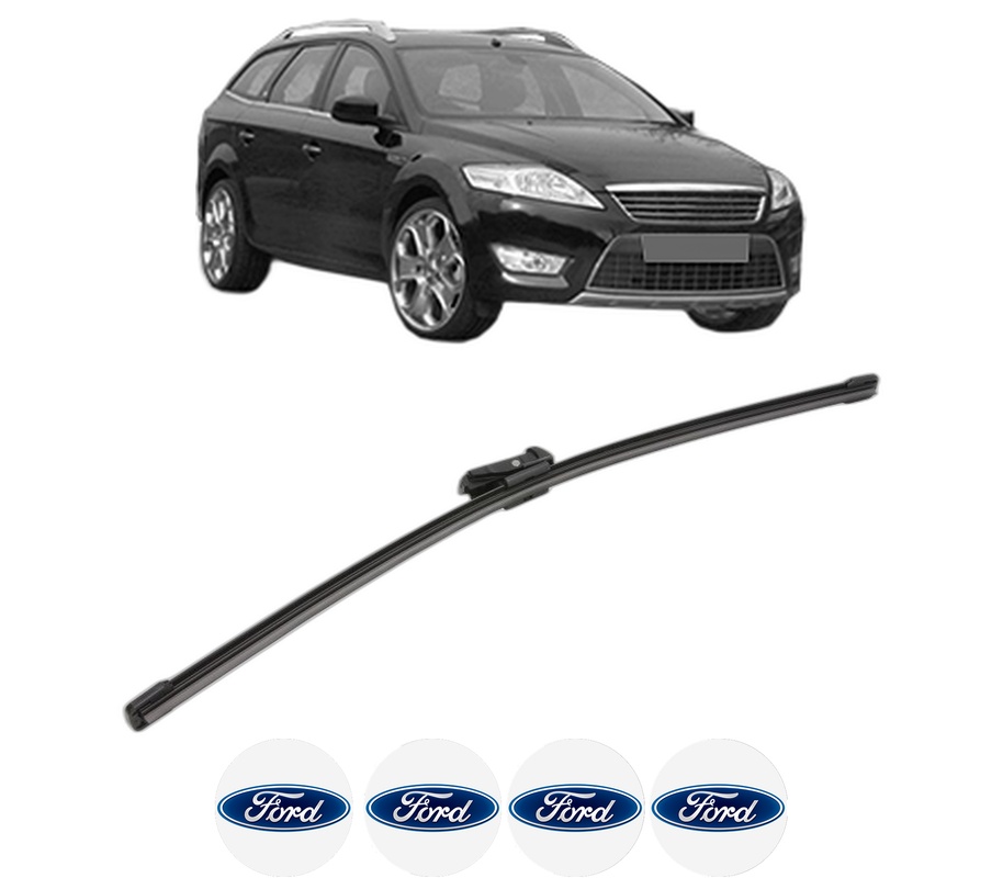 Stergator lamela spate FORD MONDEO IV (BA7) din 2007 - 2015, pentru luneta auto, Valeo Silencio Xtrm, din cauciuc siliconat rezistent, 4 Stickere Auto FORD