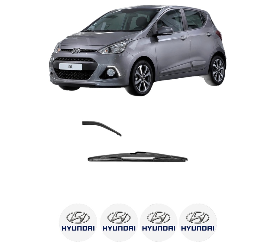 Stergator lamela spate HYUNDAI i10 II (BA, IA) din 2013 - 2019, pentru luneta auto, Valeo Silencio, din cauciuc siliconat rezistent, 4 Stickere Auto HYUNDAI