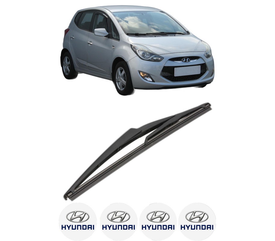 Stergator lamela spate HYUNDAI ix20 (JC) din 2010 - 2019, pentru luneta auto, Valeo Silencio, din cauciuc siliconat rezistent, 4 Stickere Auto HYUNDAI