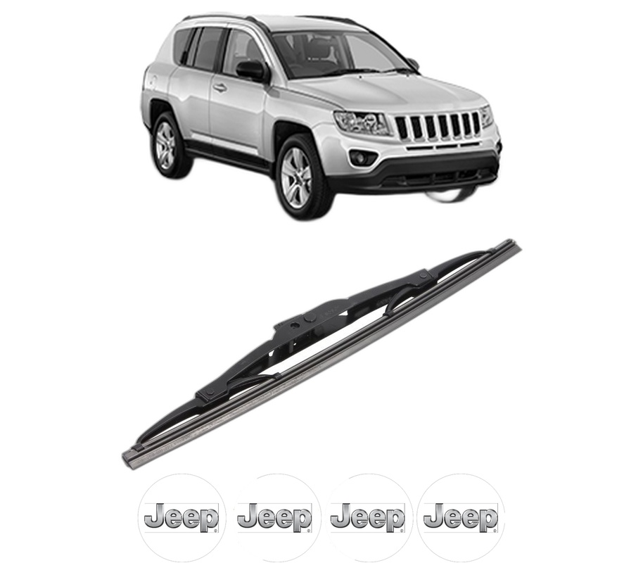Stergator lamela spate JEEP COMPASS (MK49) din 2006, pentru luneta auto, Bosch Twin, din cauciuc siliconat rezistent, 4 Stickere Auto JEEP
