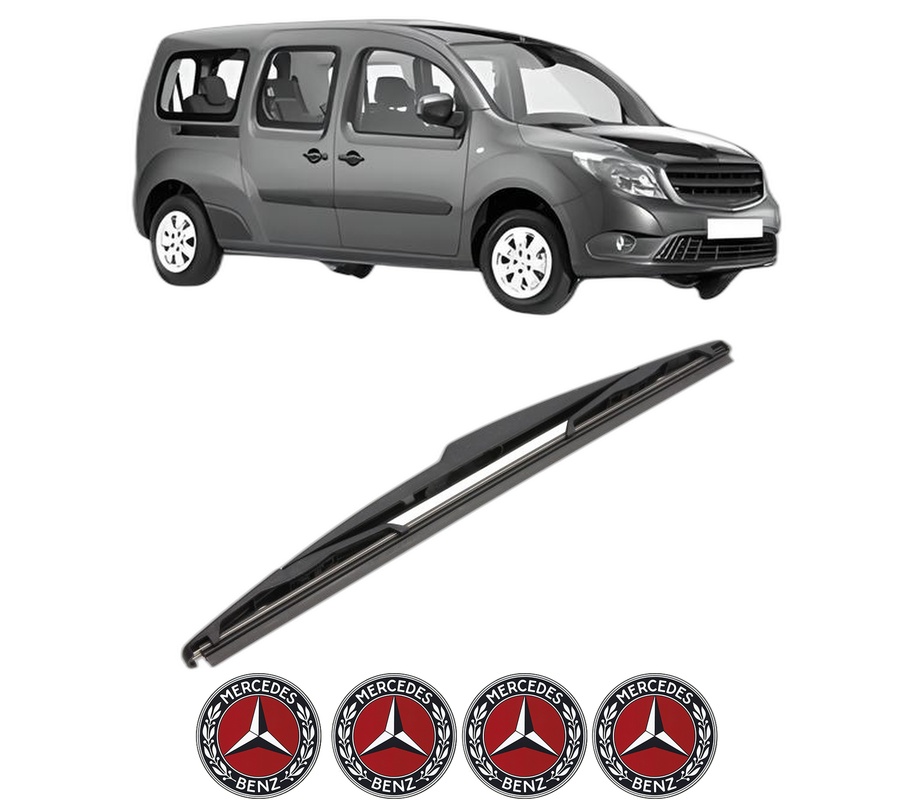 Stergator lamela spate MERCEDES-BENZ CITAN MPV (W415) din 2012 - 2021, pentru luneta auto, Valeo Silencio, din cauciuc siliconat rezistent, 4 Stickere Auto MERCEDES-BENZ