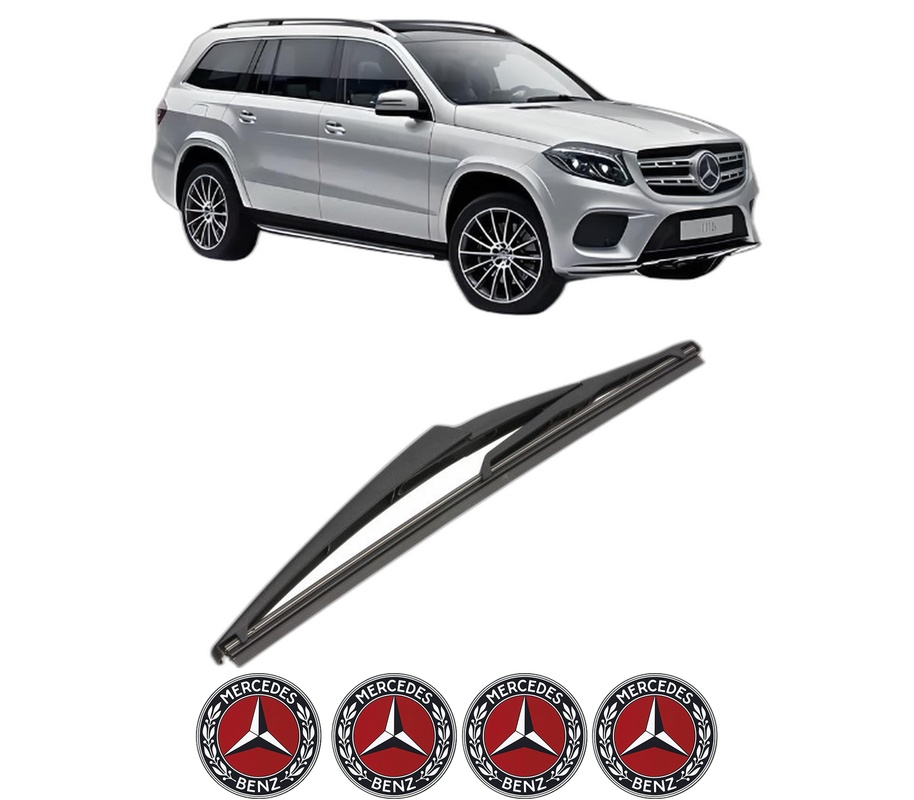 Stergator lamela spate MERCEDES-BENZ GLS (X166) din 2015 - 2019, pentru luneta auto, Valeo Silencio, din cauciuc siliconat rezistent, 4 Stickere Auto MERCEDES-BENZ