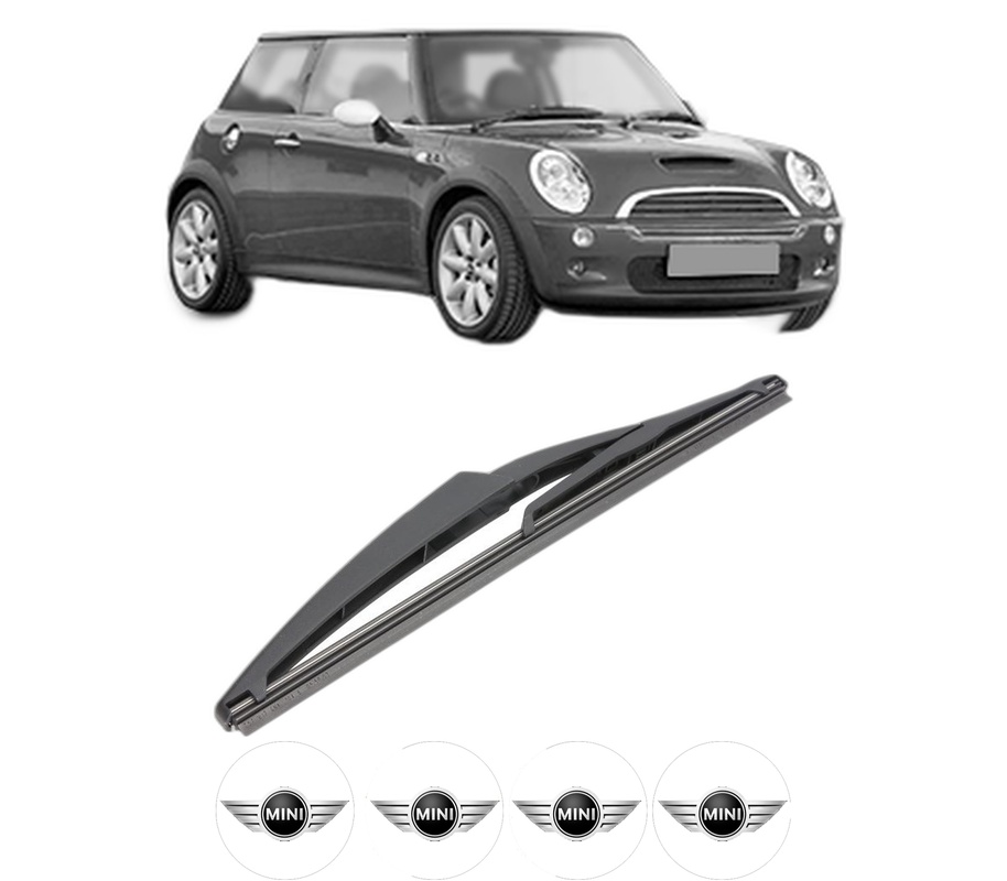 Stergator lamela spate MINI MINI (R50, R53) din 2001 - 2006, pentru luneta auto, Valeo Silencio, din cauciuc siliconat rezistent, 4 Stickere Auto MINI