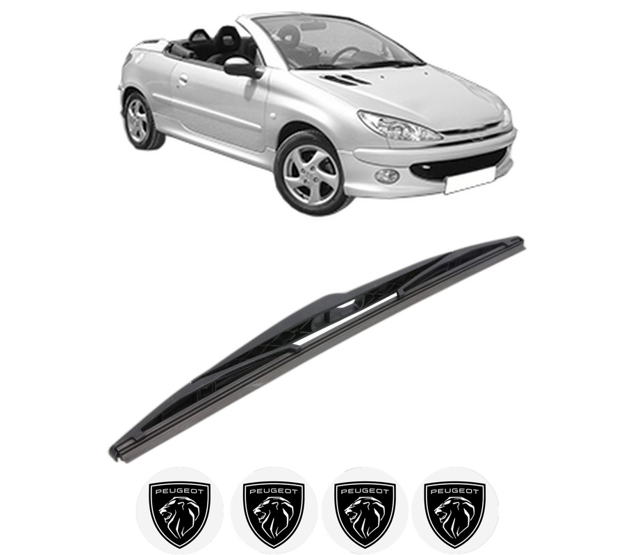 Stergator lamela spate PEUGEOT 206 CC (2D) din 2000 - 2007, pentru luneta auto, Bosch Twin, din cauciuc siliconat rezistent, 4 Stickere Auto PEUGEOT