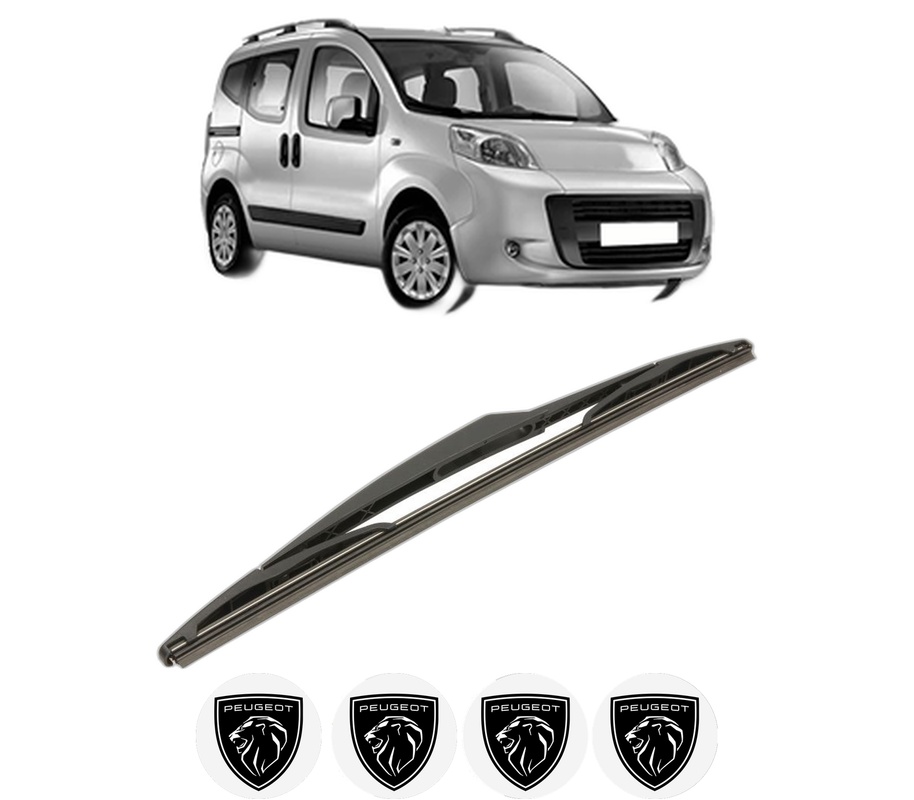 Stergator lamela spate PEUGEOT BIPPER TEPEE din 2008, pentru luneta auto, Bosch Twin, din cauciuc siliconat rezistent, 4 Stickere Auto PEUGEOT