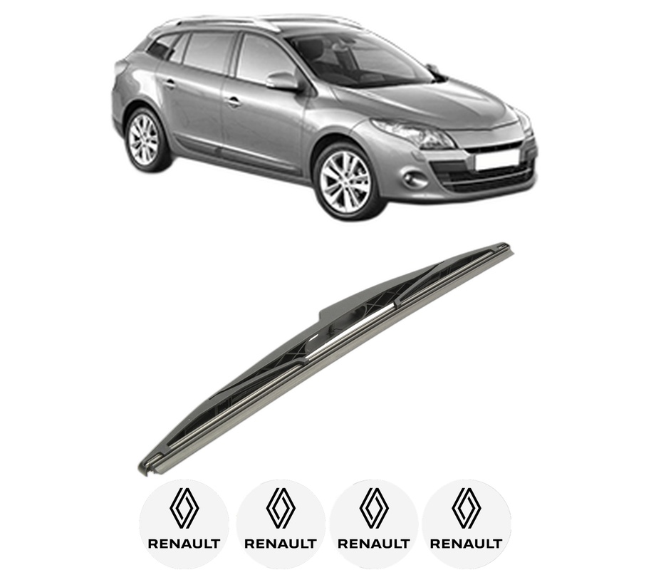 Stergator lamela spate RENAULT MEGANE III Grandtour (KZ0/1) din 2008 - 2016, pentru luneta auto, Bosch Twin, din cauciuc siliconat rezistent, 4 Stickere Auto RENAULT