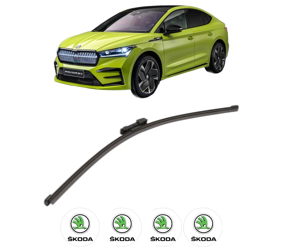 Stergator lamela spate SKODA ENYAQ iV Coupe (5AC) din 2021, pentru luneta auto, Valeo Silencio Xtrm, din cauciuc siliconat rezistent, 4 Stickere Auto SKODA