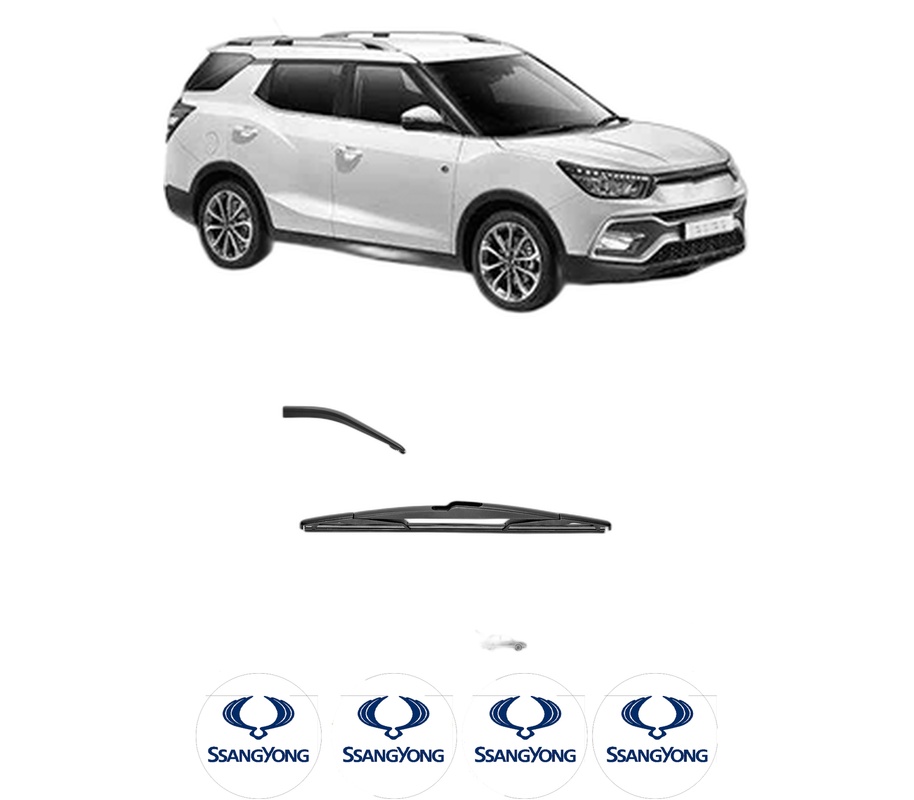 Stergator lamela spate SSANGYONG XLV SUV din 2016, pentru luneta auto, Valeo Silencio, din cauciuc siliconat rezistent, 4 Stickere Auto SSANGYONG