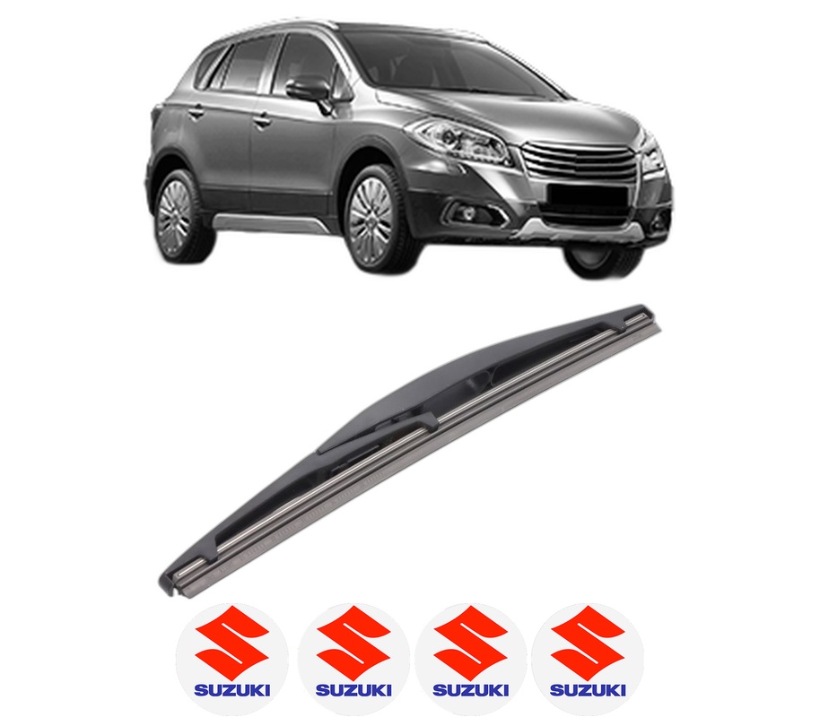 Stergator lamela spate SUZUKI SX4 S-CROSS (JY) din 2013 - 2022, pentru luneta auto, Bosch Twin, din cauciuc siliconat rezistent, 4 Stickere Auto SUZUKI