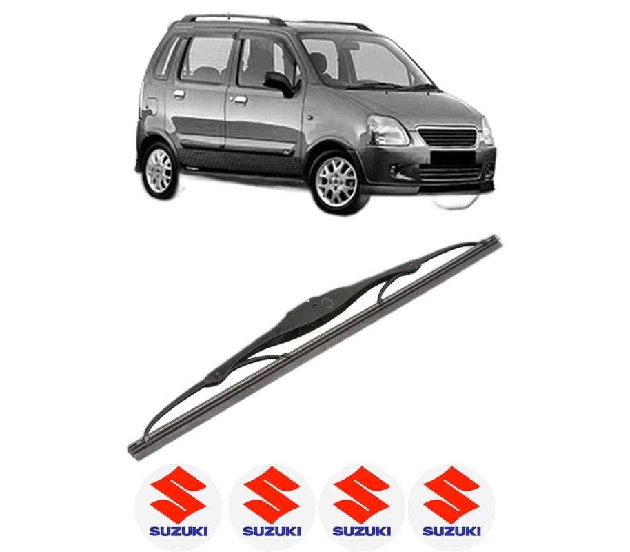 Stergator lamela spate SUZUKI WAGON R+ (MA) din 2000 - 2008, pentru luneta auto, Valeo Silencio, din cauciuc siliconat rezistent, 4 Stickere Auto SUZUKI