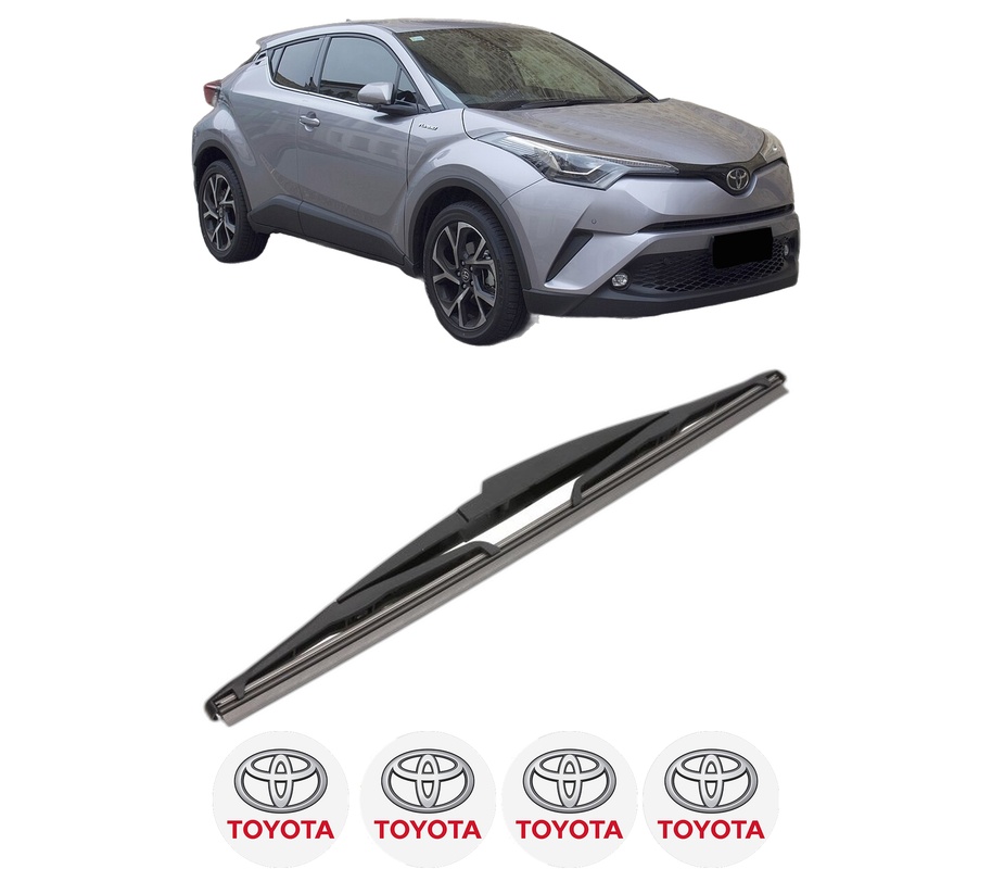 Stergator lamela spate TOYOTA C-HR VAN (_X1_) din 2016, pentru luneta auto, Valeo Silencio, din cauciuc siliconat rezistent, 4 Stickere Auto TOYOTA