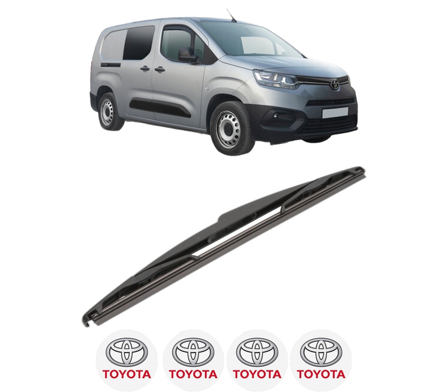 Stergator lamela spate TOYOTA PROACE CITY VERSO MPV (BKY_) din 2019 - 2024, pentru luneta auto, Valeo Silencio, din cauciuc siliconat rezistent, 4 Stickere Auto TOYOTA