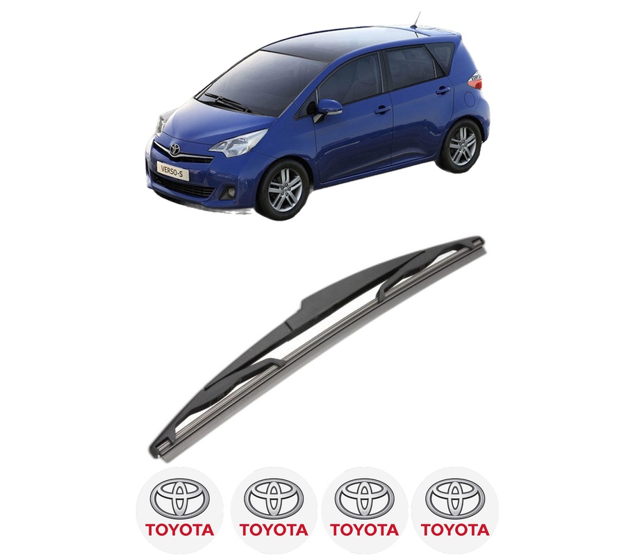 Stergator lamela spate TOYOTA VERSO S (_P12_) din 2010 - 2016, pentru luneta auto, Valeo Silencio, din cauciuc siliconat rezistent, 4 Stickere Auto TOYOTA