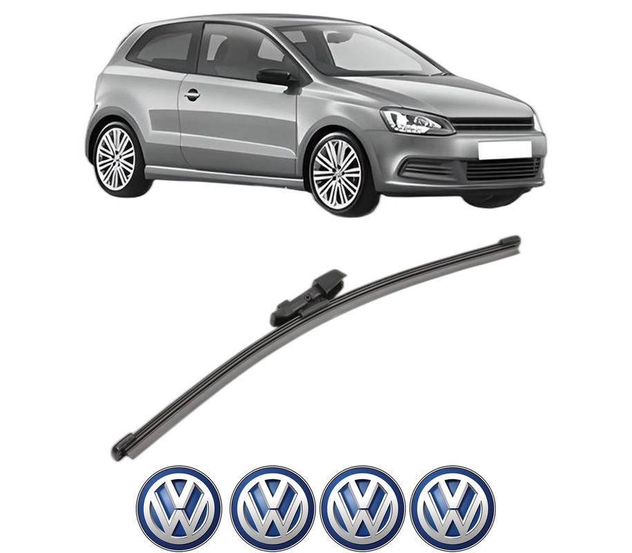 Stergator lamela spate Volkswagen POLO V (6R1, 6C1) din 2009 - 2022, pentru luneta auto, Valeo Silencio Xtrm, din cauciuc siliconat rezistent, 4 Stickere Auto VW