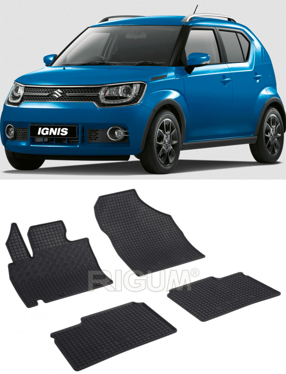 Set 4 covorase Suzuki Ignis 2017-prezent, din cauciuc 100%, compatibile cu autoturismul SUZUKI Ignis