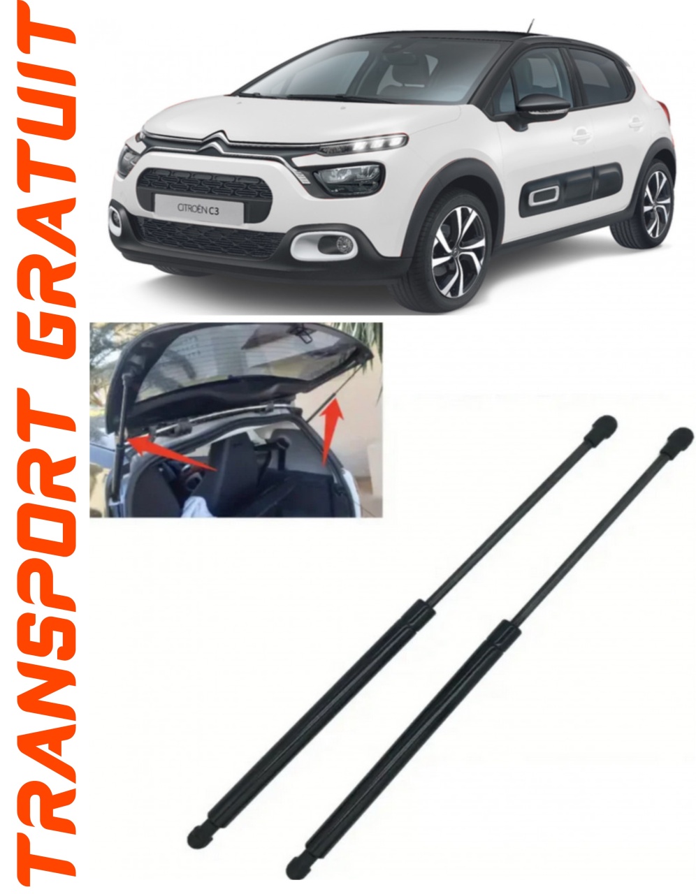 Set 2 amortizoare Haion portbagaj pentru masina Citroen C3 III