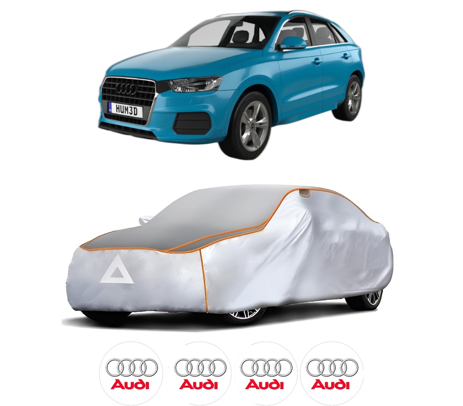 Husa Prelata Antigrindina Auto AUDI Q3 (F3B) din 2018-2021, Protectie auto contra intemperiilor la grindina, Waterproof, 4x Stickere auto AUDI