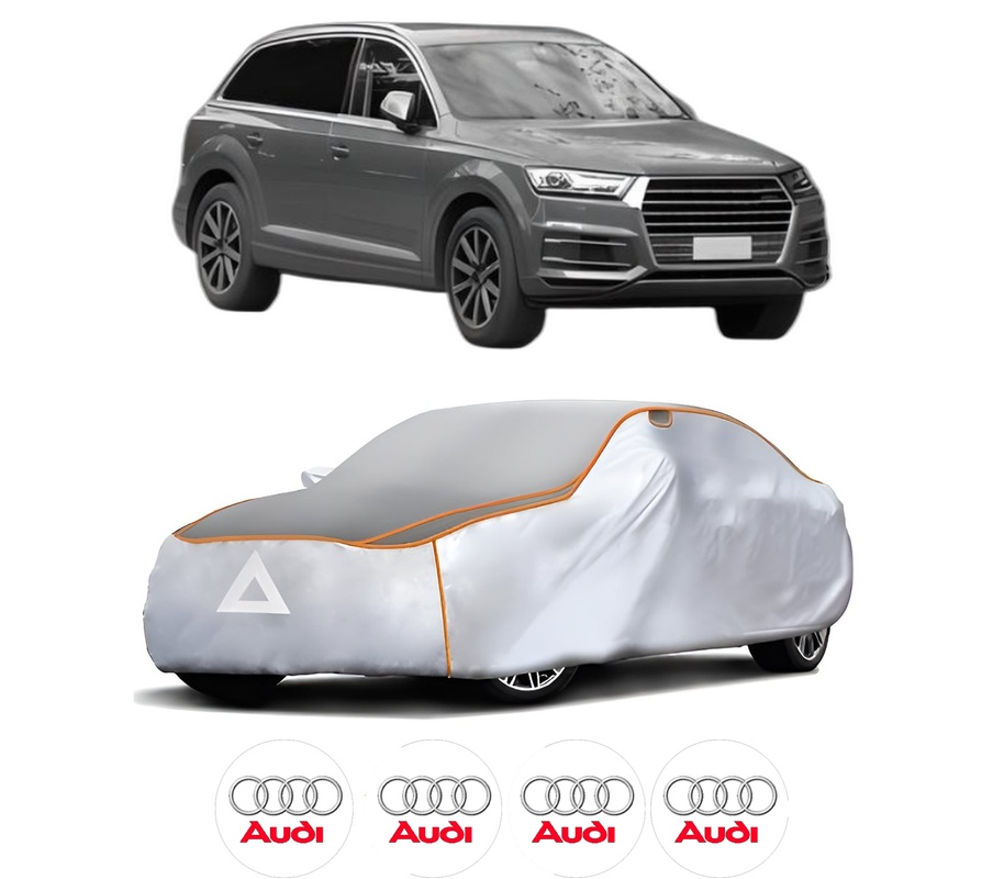 Husa Prelata Antigrindina Auto AUDI Q7 Van (4MB, 4MG) din 2015-2019, Protectie auto contra intemperiilor la grindina, Waterproof, 4x Stickere auto AUDI