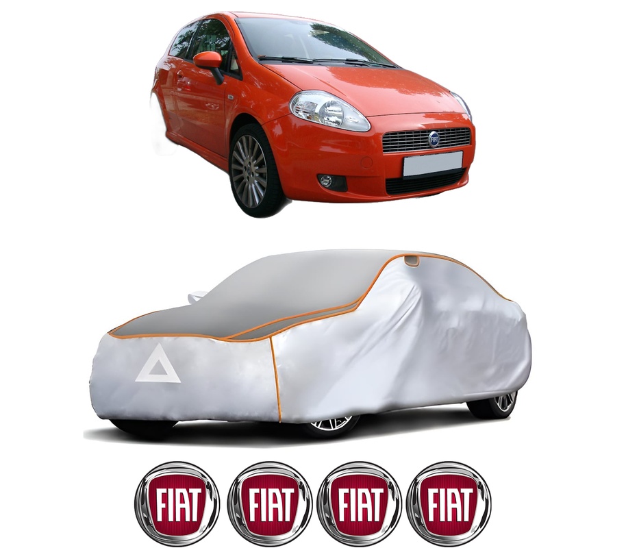 Husa Prelata Antigrindina Auto FIAT PUNTO (199_) din 2012-2018, Protectie auto contra intemperiilor la grindina, Waterproof, 4x Stickere auto FIAT