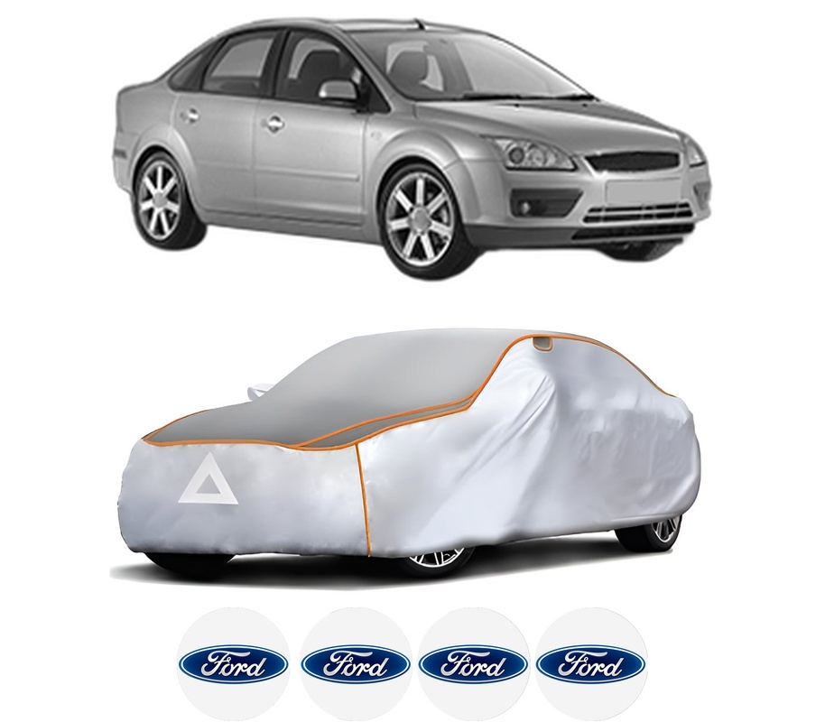 Husa Prelata Antigrindina Auto FORD FOCUS II Saloon (DB_, FCH, DH) din 2005-2012, Protectie auto contra intemperiilor la grindina, Waterproof, 4x Stickere auto FORD