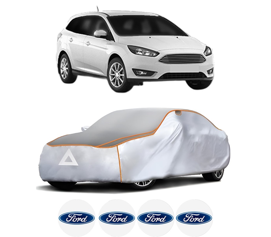 Husa Prelata Antigrindina Auto FORD FOCUS III Estate Van din 2012-2020, Protectie auto contra intemperiilor la grindina, Waterproof, 4x Stickere auto FORD