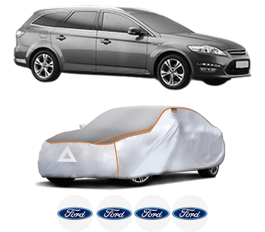 Husa Prelata Antigrindina Auto FORD MONDEO IV Van din 2007-2014, Protectie auto contra intemperiilor la grindina, Waterproof, 4x Stickere auto FORD