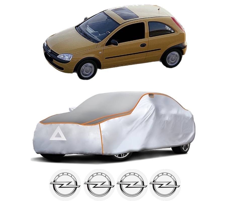 Husa Prelata Antigrindina Auto OPEL CORSA C (X01) din 2000-2009, Protectie auto contra intemperiilor la grindina, Waterproof, 4x Stickere auto OPEL
