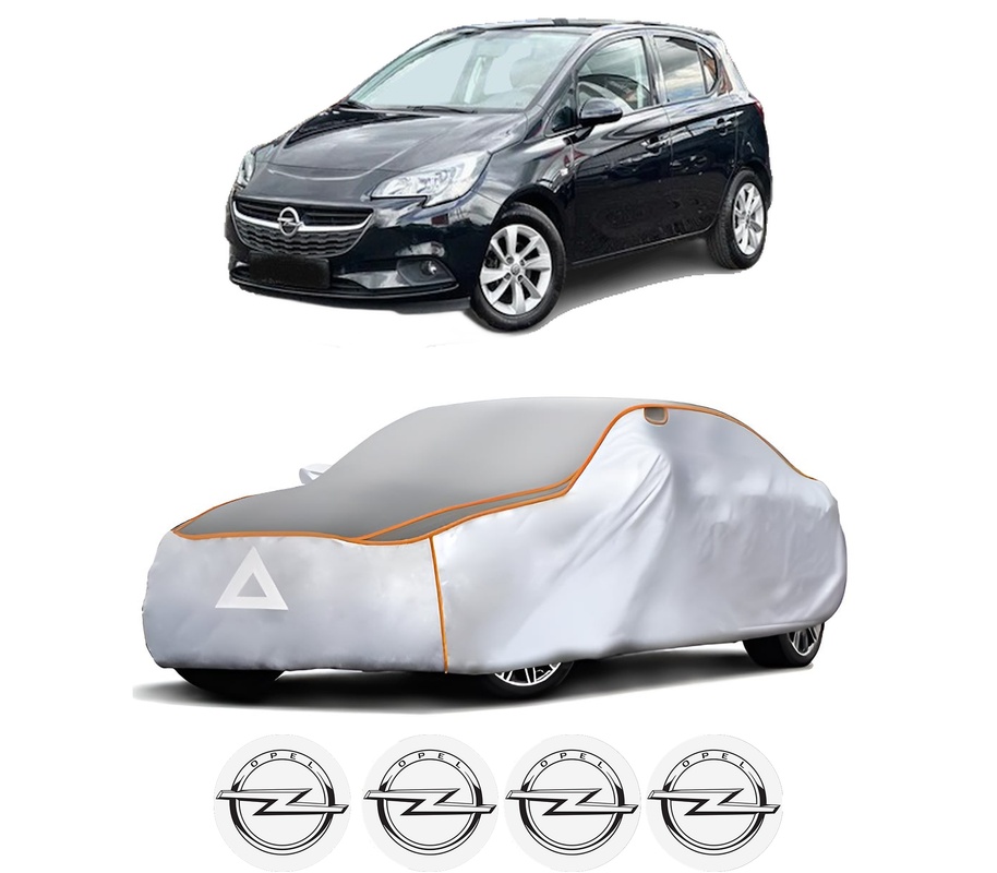 Husa Prelata Antigrindina Auto OPEL CORSA E Hatchback Van (X15) din 2014-2015, Protectie auto contra intemperiilor la grindina, Waterproof, 4x Stickere auto OPEL
