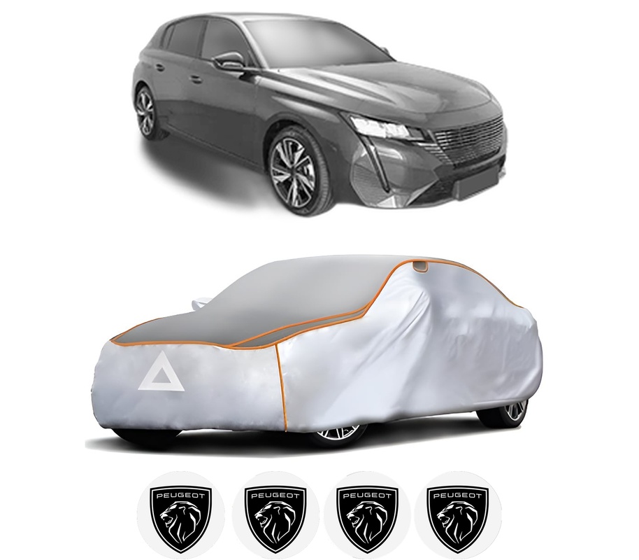 Husa Prelata Antigrindina Auto PEUGEOT 308 III (FB_, FH_, FP_, F3_, FM_) din 2021-2023, Protectie auto contra intemperiilor la grindina, Waterproof, 4x Stickere auto PEUGEOT