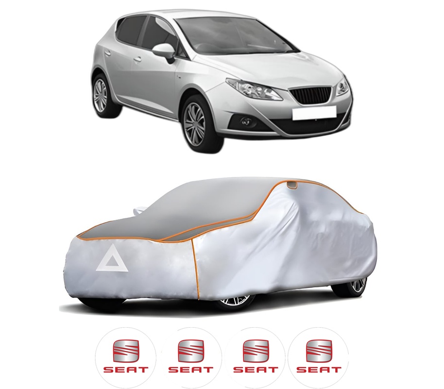 Husa Prelata Antigrindina Auto SEAT IBIZA IV (6J5, 6P1) din 2008-2017, Protectie auto contra intemperiilor la grindina, Waterproof, 4x Stickere auto SEAT
